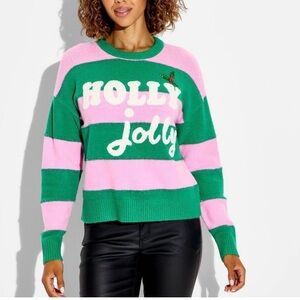 Green and Pink Striped Sweater